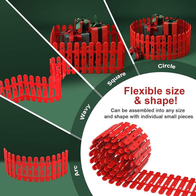 Wefaith Christmas Tree Fence Barrier for Pets & Kids - 36Pcs Foldable Picket Fence Gate Around Xmas Tree, Decorative Baby & Dog Cat Proof Indoor Christmas Tree Protector Decoration - Red - Image 5